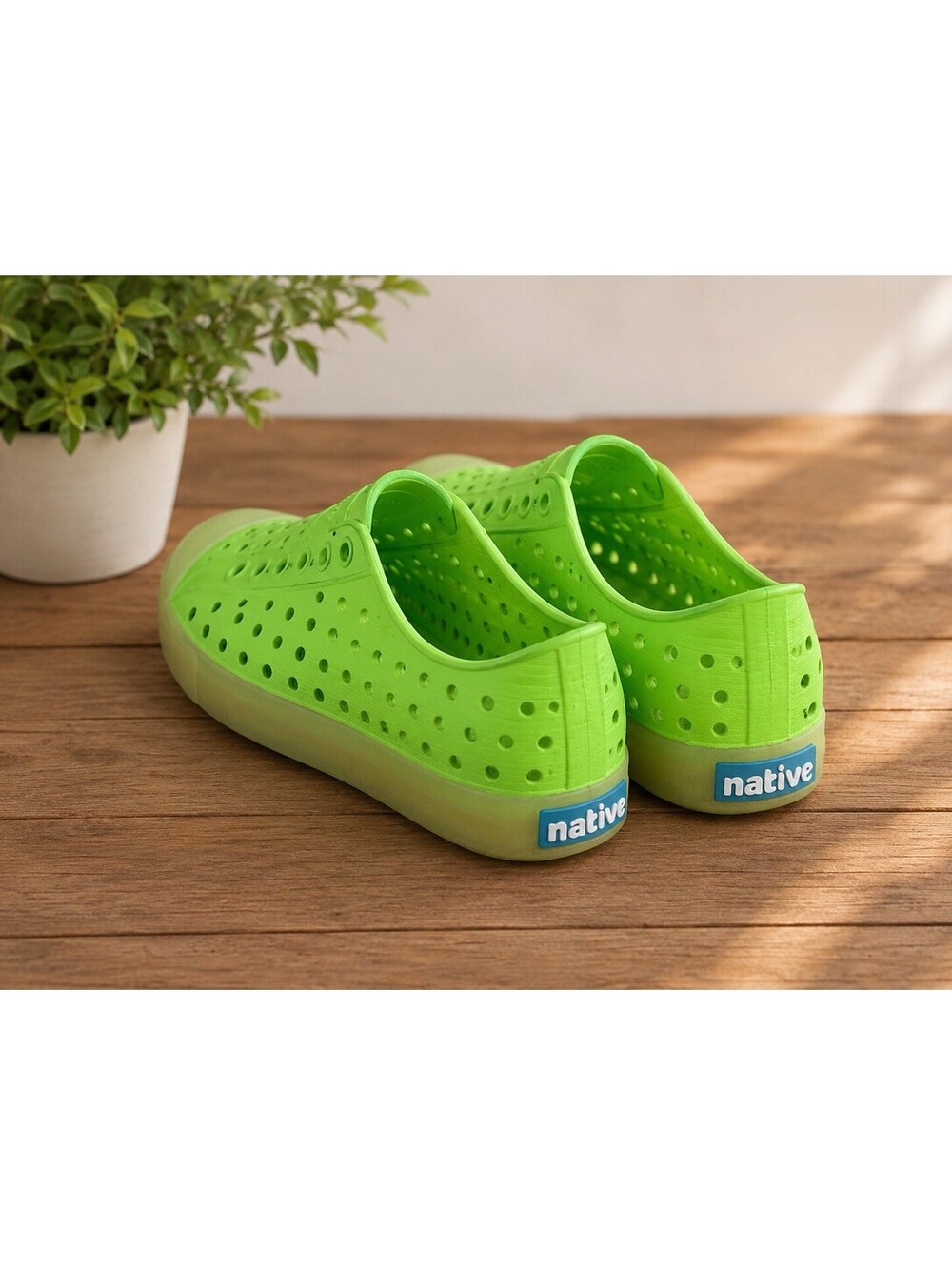 Native Jefferson Unisex Kids Green Slip-On Shoes Round Toe US 11